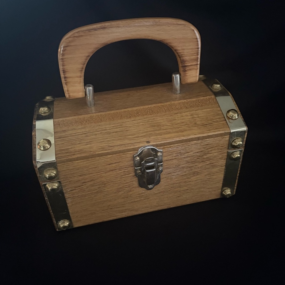 Vintage Wood Purse Handbag with Brass Accents - Japan - Tally-Ho Creation - Picture 16 of 16